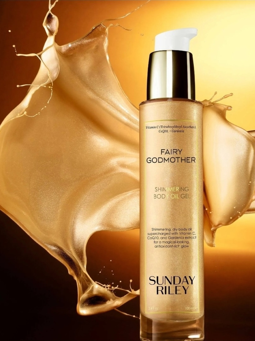 Sunday Riley Fairy Godmother Shimmering Body Oil Gel (Gold) NIB!
